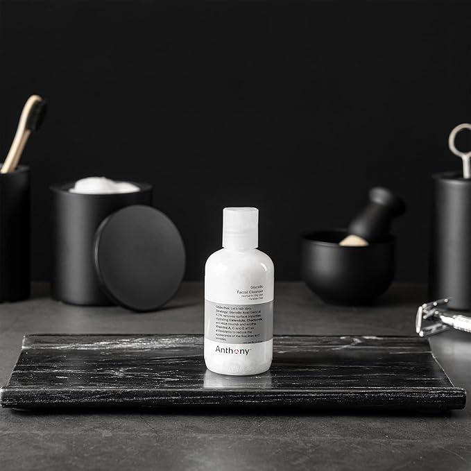 Anthony Glycolic Facial Cleanser for Men, Daily Exfoliating & Hydrating Face Wash, Shave Prep, Non-Foaming, Deep Cleansing, Gentle on Sensitive Skin, Removes Dirt & Oil, Smooths Texture, 3.4 Fl Oz-FemmiqueWomen