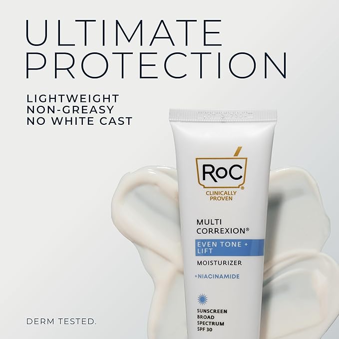 RoC Multi Correxion 5 in 1 Anti-Aging Daily Facial Moisturizer for Women and Men, Broad Spectrum SPF 30 & Shea Butter (1.7 oz) with Night Cream Packette (Packaging May Vary)-FemmiqueWomen