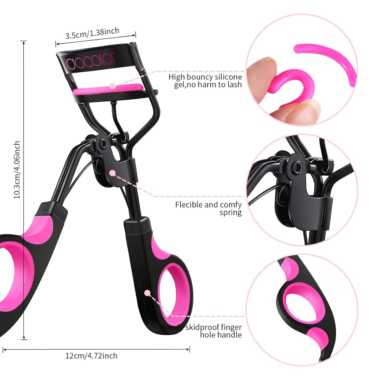 Docolor Eyelash Curler Kit, 4 in 1 Lash Curler Kit, eyelash comb eyelash extension tweezers eyebrow brush and comb with 6 Extra Replacement Refill Pads Eyelash Applicator Makeup Tool-FemmiqueWomen