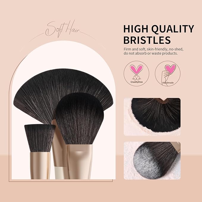 docolor Makeup Brushes Professional 30Pcs Make up Brushes Set Premium Synthetic Kabuki Foundation Blending Brush Face Powder Blush Concealers Eye Shadows Beige-FemmiqueWomen