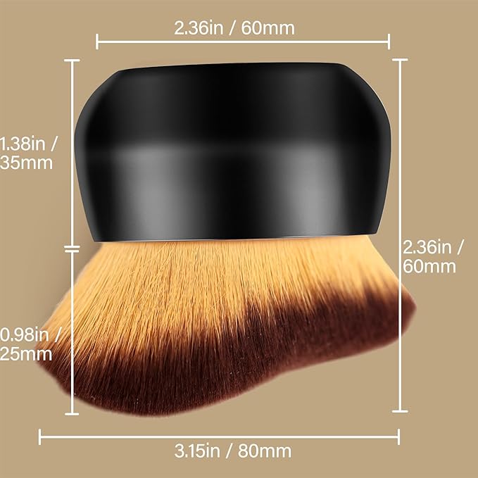 Extra Large Body Makeup Brush For Self Tanner, Leg Makeup &Bronzer Blend,75 mm Wide-headed Kabuki Brush Provides More Even& Pretty Application, Sunscreen Face& Back Makeup Brush, Wet& Dry Use- Black-FemmiqueWomen