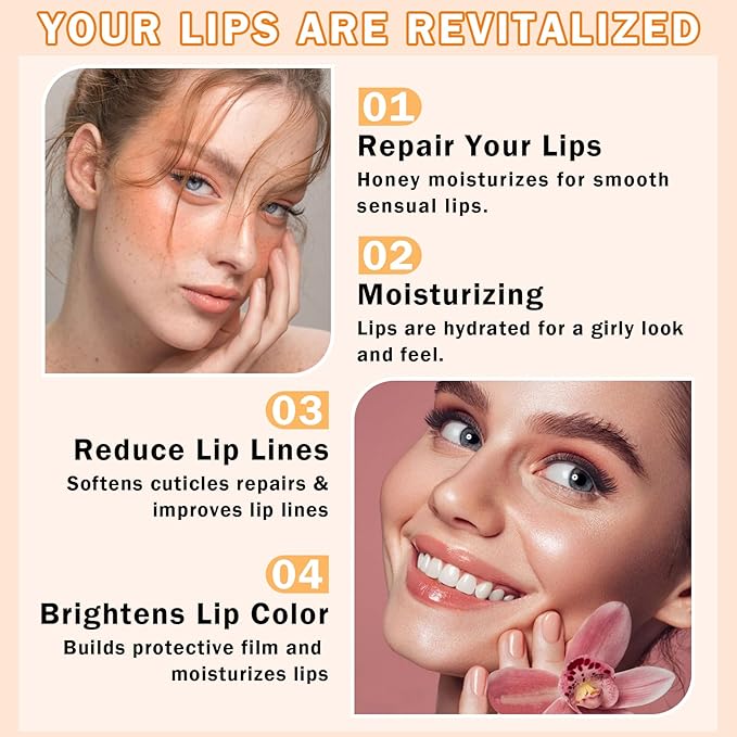 3PCS Bee Lip Balm Honey Pot Honey Watermelon Green Apple Lip Balm Lip Sleeping Mask Moisturizing Hydrating Bee Lip Balm Lip Care Products for All Skin Types (Honey Watermelon Green Apple)-FemmiqueWomen