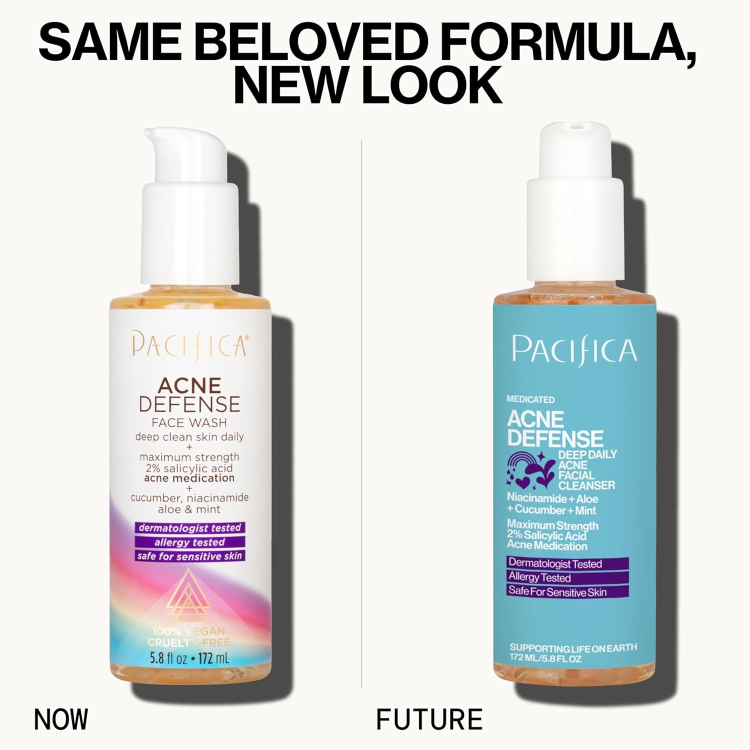 Pacifica Acne Defense Face Wash - Deep Pore Purifying Face Cleanser - w/ 2% Salicylic Acid, Pore Reducing Niacinamide & Inflammation Reducing Cucumber - for Sensitive Skin Vegan Dermatologist Tested-FemmiqueWomen