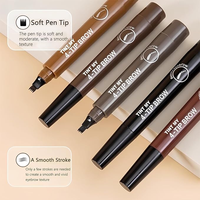2025 Upgraded Magic Eyebrow Pencil for Women, Long-Lasting Ultra-Fine Tip Waterproof Eye Brow Pencils with 4 Fork, Smudge-Proof Natural Brow Makeup for Women - Dark Brown-FemmiqueWomen