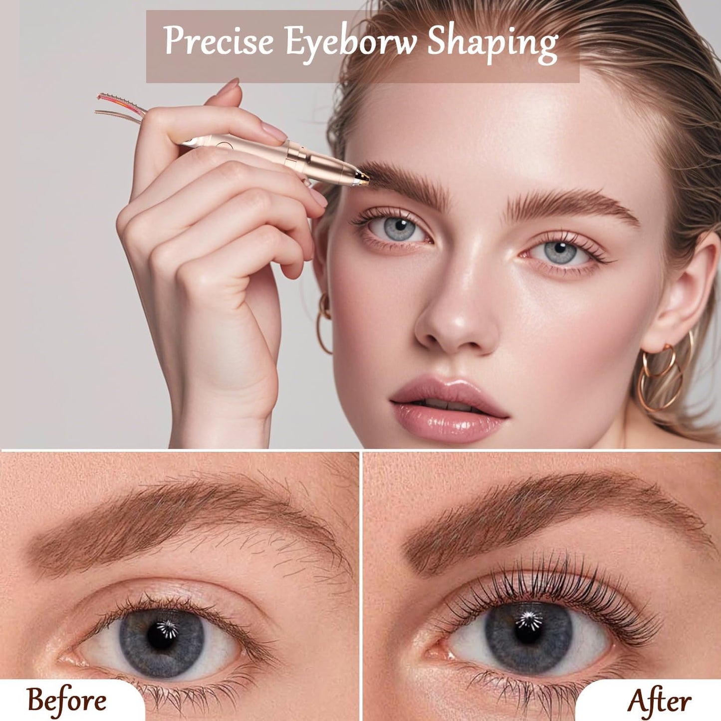 2 in 1 Heated Eyelash Curlers and Eyebrow Trimmer for Women, Electric Eyelash Curler with 2 Temperature Modes Anti-Burn USB Rechargeable Heated Eyelash Curler, Ideal Gift for Women WF915-FemmiqueWomen