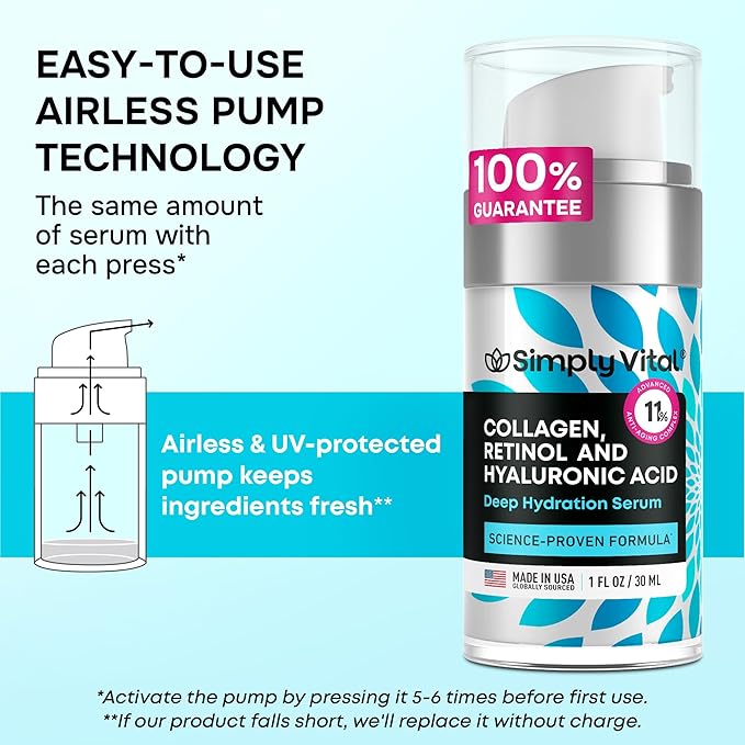 SimplyVital Moisturizer for Neck & Décolleté – With Collagen, Retinol, Peptides & Hyaluronic Acid – Anti-Aging Hydration – Made in USA – 1 fl.oz-FemmiqueWomen