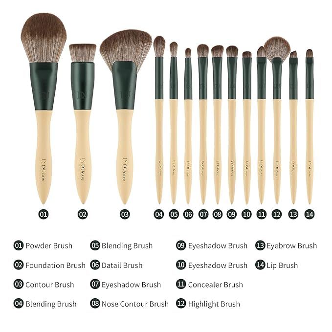 DUcare Makeup Brushes 14Pcs with 3Pcs Makeup Spong & Cosmetic Bag - Lime Mojito Series Makeup Brush Set for Foundation Blending Face Powder Blush Concealers Eye Shadows-FemmiqueWomen