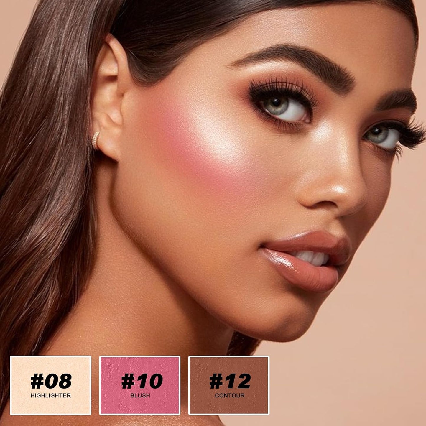 3 Colors Cream Contour Stick, Shades with Highlighter Stick,Blush Stick and Bronzer Contour Stick for Sculpt the Cheeks,Long Lasting,Waterproof,Matte & Dewy Finish for Women (LIGHT FAIR(8+10+12))-FemmiqueWomen