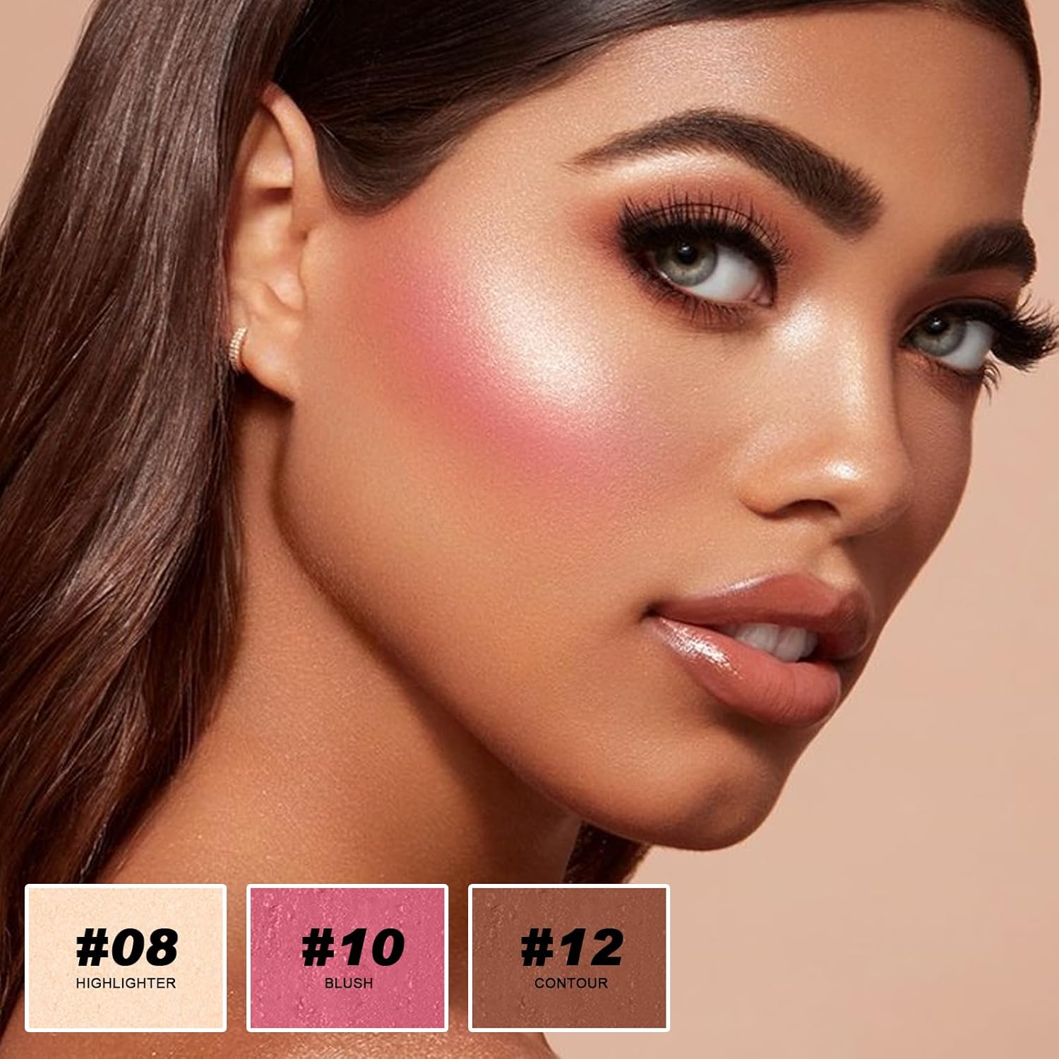 3 Colors Cream Contour Stick, Shades with Highlighter Stick,Blush Stick and Bronzer Contour Stick for Sculpt the Cheeks,Long Lasting,Waterproof,Matte & Dewy Finish for Women (LIGHT FAIR(8+10+12))-FemmiqueWomen