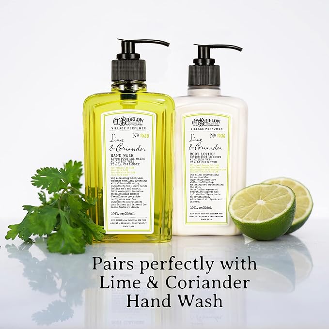 C.O. Bigelow Lime Coriander Body Lotion, Village Perfumer Moisturizing Body Lotion with Aloe Vera, Borage Oil & Olive Oil, 10 Fl Oz-FemmiqueWomen