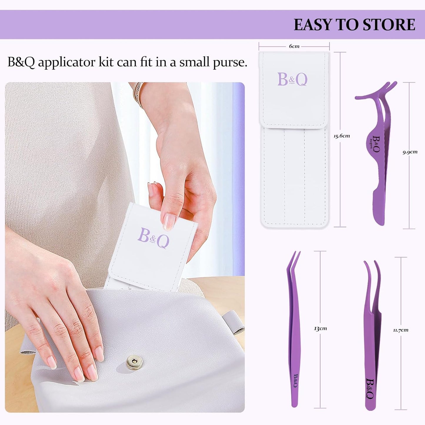 Eyelash Applicator Tool 3 PCS Lash Applicator Tool Kit Lash Tweezers for Eyelash Extensions Application Tool and Removal （Purple,3 PCS）-FemmiqueWomen