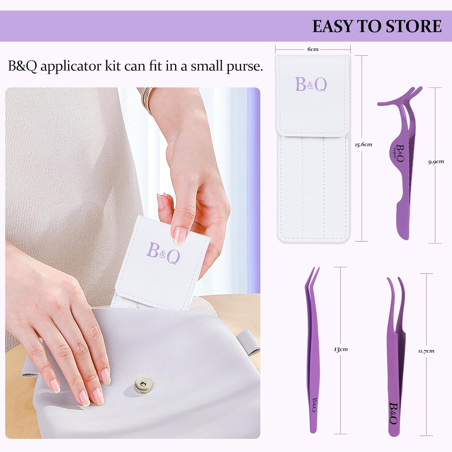 Eyelash Applicator Tool 3 PCS Lash Applicator Tool Kit Lash Tweezers for Eyelash Extensions Application Tool and Removal （Purple,3 PCS）-FemmiqueWomen