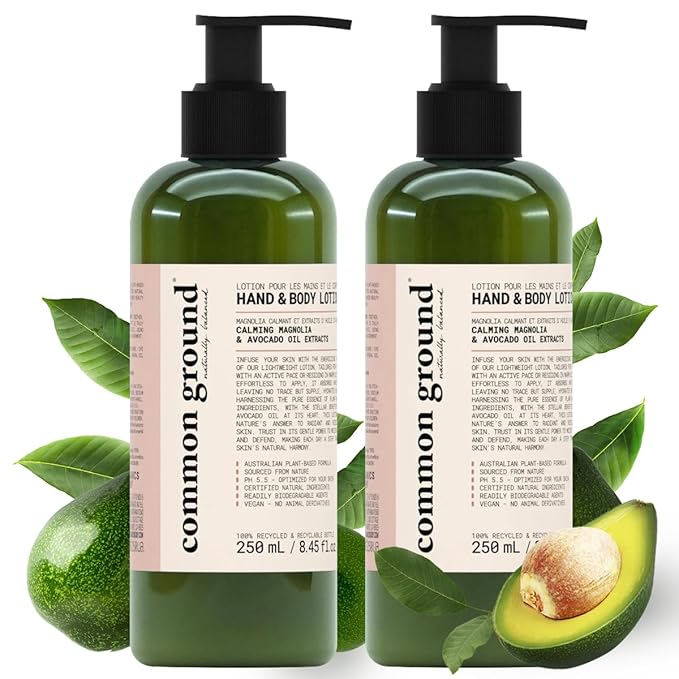 COMMON GROUND Natural Lotion Moisturizer - Paraben & Cruelty Free - Non Greasy, Vegan, Plant-Based, Avocado Oil - All, Men, Women, Eczema, Sensitive Skin (2 x 8.4 fl oz)-FemmiqueWomen