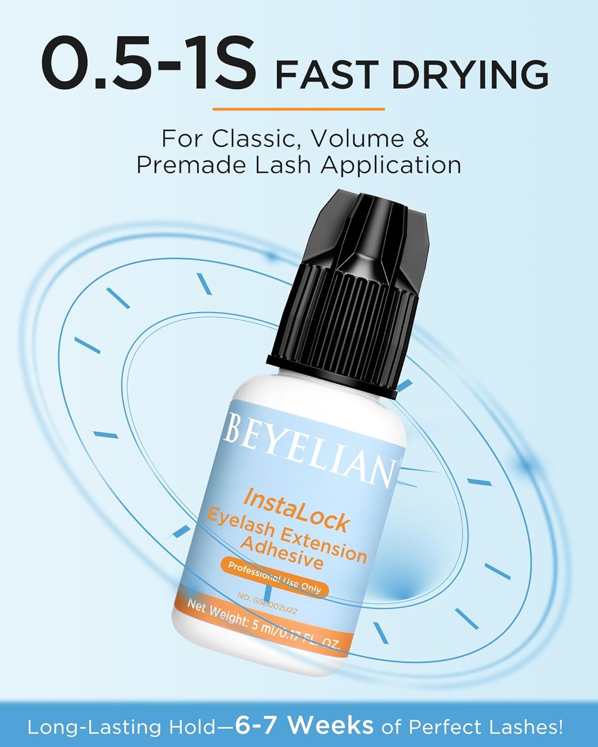 BEYELIAN Sensitive Eyelash Extension Glue 0.5-1 Sec Dry Lash Glue Waterproof Black Adhesive Professional Hypoallergenic Formaldehyde-Free 5ML (B01)-FemmiqueWomen