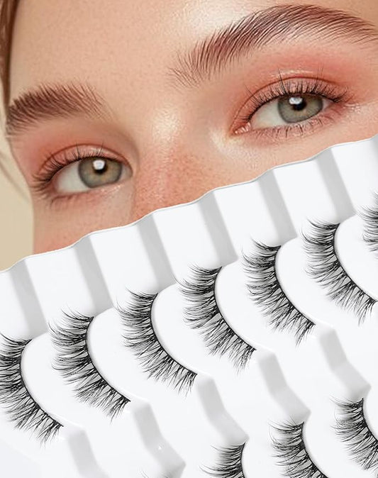 Natural Lashes Wispy Lashes Everyday Natural Look Flared Eyelashes False Eye Lashes Soft Fluffy Lashes False Eyelashes 7 Pairs D20-FemmiqueWomen