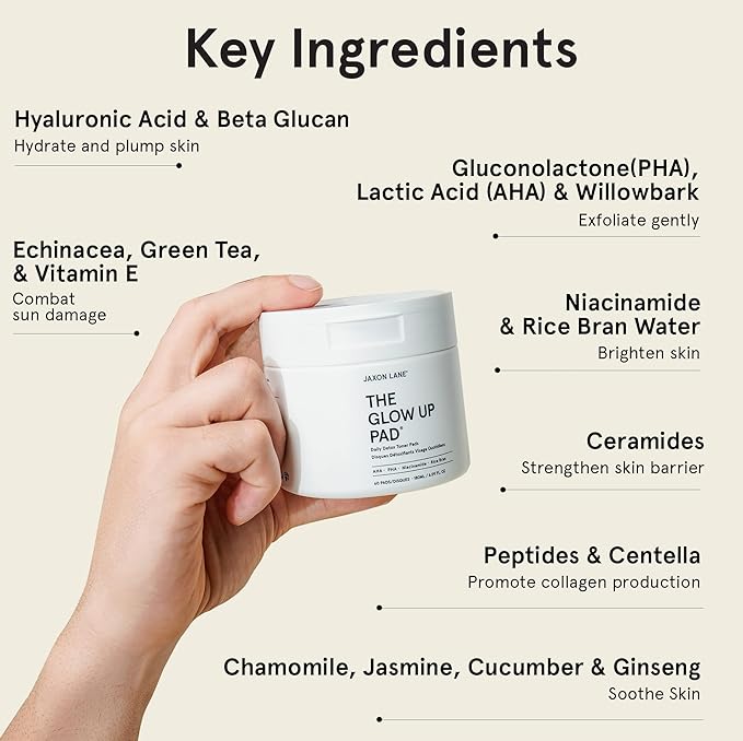 Rice Toner Pads Korean Skin Care Daily Exfoliating Pads for Face: THE GLOW UP Centella AHA PHA Niacinamide Brightening Toner for Mens Skincare, Facial Cleansing, Acne Pores, Dark Spots & Skin Radiance-FemmiqueWomen