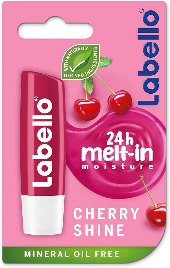 3 LABELLO CHERRY FRUITY SHINE LIP BALM STICK CARE BEAUTY SOFT SMOOTH SPF 10 NEW-FemmiqueWomen