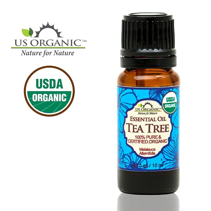 US Organic 100% Pure Tea Tree Essential Oil - USDA Certified Organic, Steam Distilled, Sourced from South Africa, Undiluted, Non-GMO (10 ml (Pack of 1))-FemmiqueWomen