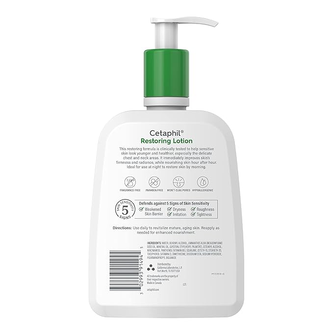 Cetaphil Restoring Body Lotion with Antioxidants for Aging Skin, Great for Neck and Chest Areas, Fragrance and Paraben Free, Suitable for Sensitive Skin 16 oz. Bottle-FemmiqueWomen