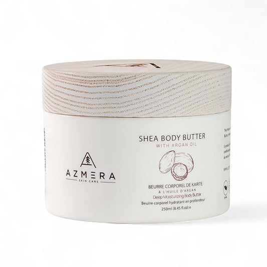 AZMERA Handcrafted Whipped Shea Body Butter – Unscented Moisturizer for Dry, Sensitive Skin with Argan Oil & Vitamin E – Vegan, Non-Greasy Whipped Body Butter for Women & Men – 8.82 oz-FemmiqueWomen