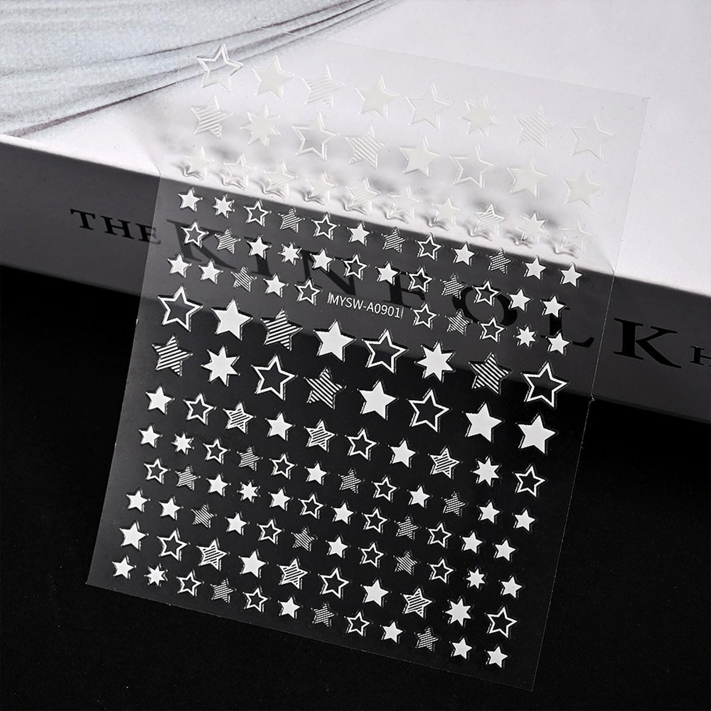 12 Sheets White Blue Red Star Nail Art Stickers 3D Self Adhesive 4th of July Nail Stickers for Nail Art Independence Day Nail Decals Star Nail Supplies Design for DIY Acrylic Nails for Women Girls-FemmiqueWomen