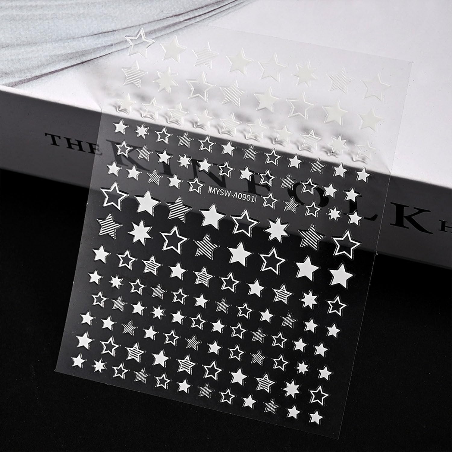 12 Sheets White Blue Red Star Nail Art Stickers 3D Self Adhesive 4th of July Nail Stickers for Nail Art Independence Day Nail Decals Star Nail Supplies Design for DIY Acrylic Nails for Women Girls-FemmiqueWomen