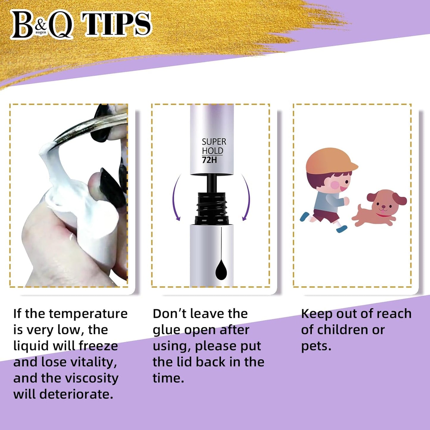 B&Q Lash Cluster Glue 10ml, Waterproof Bond and Seal Lash Glue, Long Lasting cluster lash glue, 2 in 1 Eyelash glue for Clusters Use Strong Hold 48h (Bond & Seal)-FemmiqueWomen