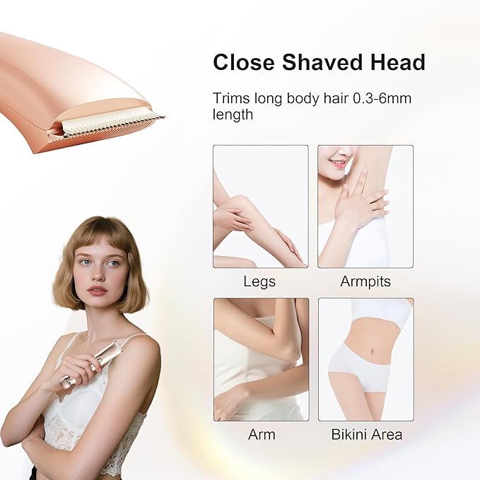 2 in 1 Women's Bikini Line Trimmer & Body Groomer,2025 Upgrade Dual Head Shaver Women, Wet & Dry Waterproof Electric Bikini Trimmer for Face Leg Arm Intimate Areas,Pink Rose-FemmiqueWomen