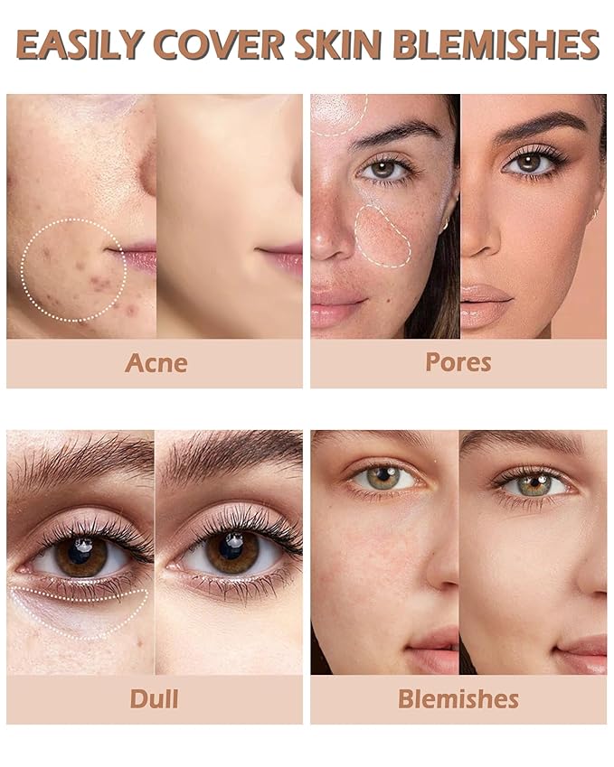 2 PCS Under Eye Concealer Full Coverage, Waterproof Color Correcting Concealer All Day Coverage Dark Circles, Puffiness, Redness, Lightweight Cream Foundation Brightener, Natural Matte Finish, Neutral-FemmiqueWomen