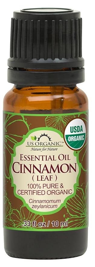 US Organic 100% Pure Cinnamon Leaf Essential Oil - USDA Certified Organic, Steam Distilled - W/Euro Dropper (More Size Variations Available) (10 ml / .33 fl oz)-FemmiqueWomen
