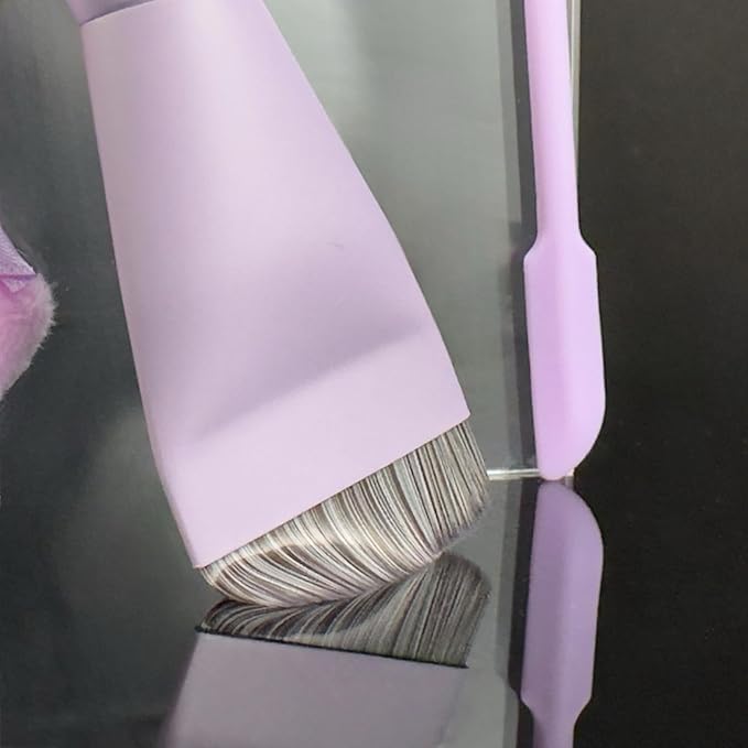 Makeup Brush Set - Flat Foundation Brush, Blender Sponge, Face Spatula, Puff & Heart-Shaped Mixing Palette with Leather Case – Complete Face Makeup Tool Kit for Blending, Foundation & Application-FemmiqueWomen