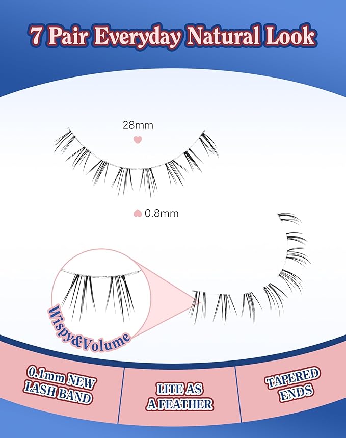 Bottom Lashes Natural Everyday Wispy Lashes Natural Look Flared Eyelashes False Lower Lashes Soft Fluffy Lashes False Eyelashes 7 Pairs B-1-FemmiqueWomen