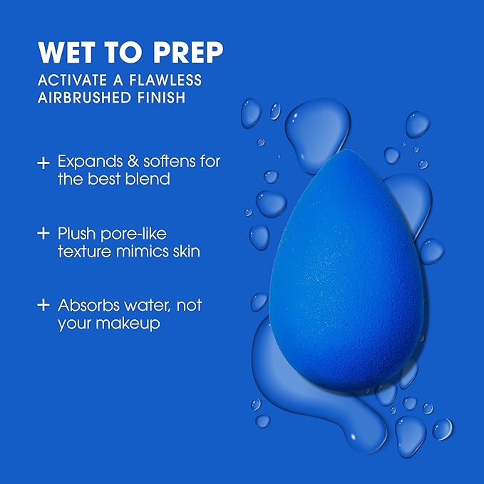 Beautyblender® | Sapphire Beauty Blender Makeup Sponge, Super-Soft Foam Easily Blends Foundations, Powders & Creams, Made in USA, Reusable, Washable, Streak Free Application, Vegan, Cruelty Free-FemmiqueWomen