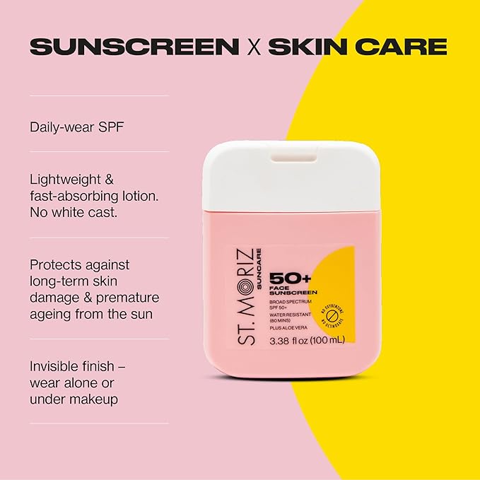 St Moriz Suncare SPF - Sunscreen - Broad Spectrum Protection Water Resistant Sunscreen Moisturizing Lotion + Vitamin E - Oxybenzone & Octinoxate Free - Vegan - Face, 50, Sun Protection Factor (SPF)-FemmiqueWomen
