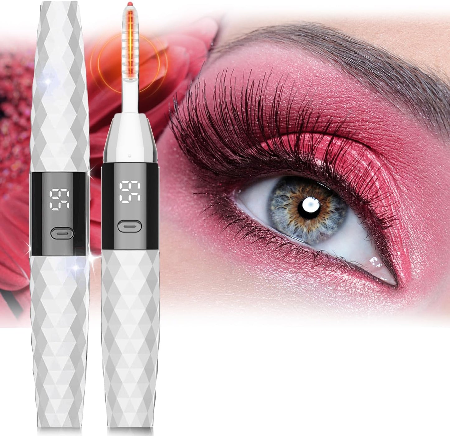 Heated Eyelash Curlers - Heated Lash Curler Best Seller Electric Eyelash Curler Rechargeable for 24H Long Lasting Natural Eyelashes, 4 Heating Modes, 8S Fast Heating, White-FemmiqueWomen