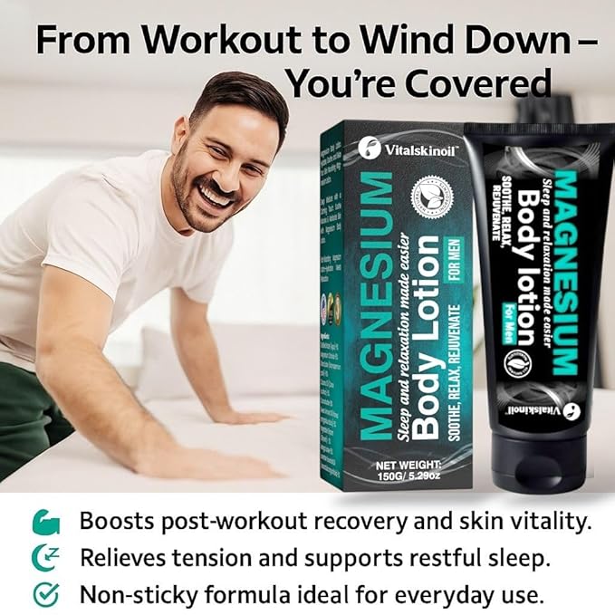 Magnesium Glycinate Body Lotion, Body Butter Cream for Men. Cologne Scented, 5.29 oz, Sleep Easy Formula-FemmiqueWomen