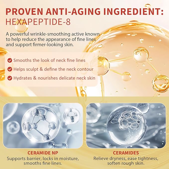 AH-8 Firming Neck Cream with Roller - Neck and Chest Firming Cream to Lift, Tighten & Smooth Sagging Skin, Reduce Wrinkles & Hydrate for Youthful Neck, 4.23 Fl Oz-FemmiqueWomen