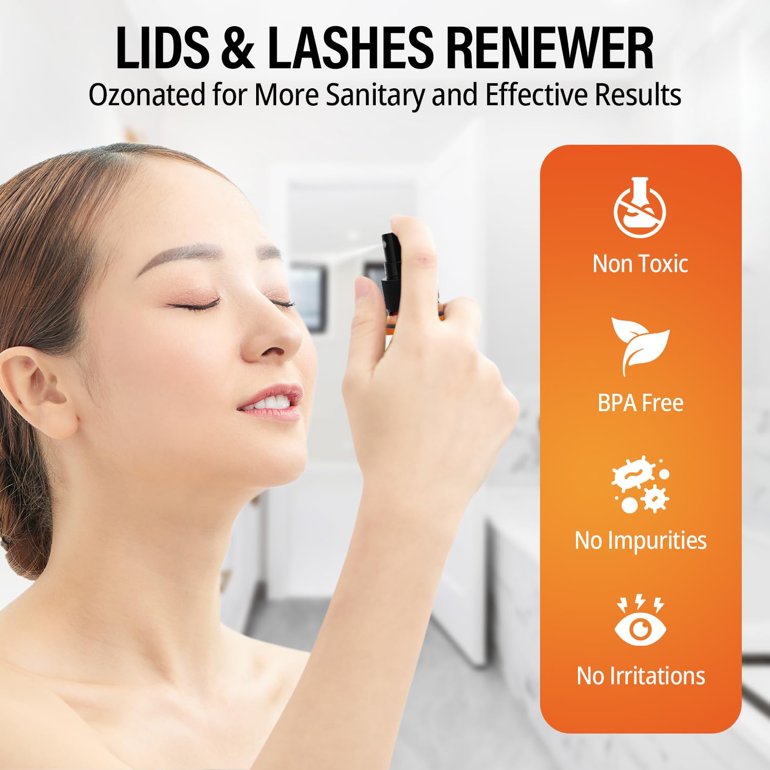 The Goodbye Company Ozonated Lid and Lash Renewer; Hypochlorous Acid Spray Eyelid & Eyelash Extension Cleanser; 100% Natural Lash Cleaning Kit; Made in USA (30 mL)-FemmiqueWomen