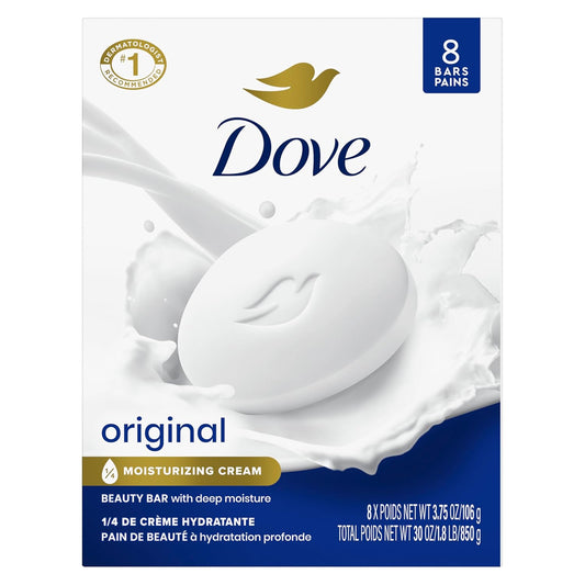 Dove Beauty Bar Soap Original 8 Count for Soft, Smooth Skin, with 1/4 Moisturizing Cream 3.75 oz-FemmiqueWomen
