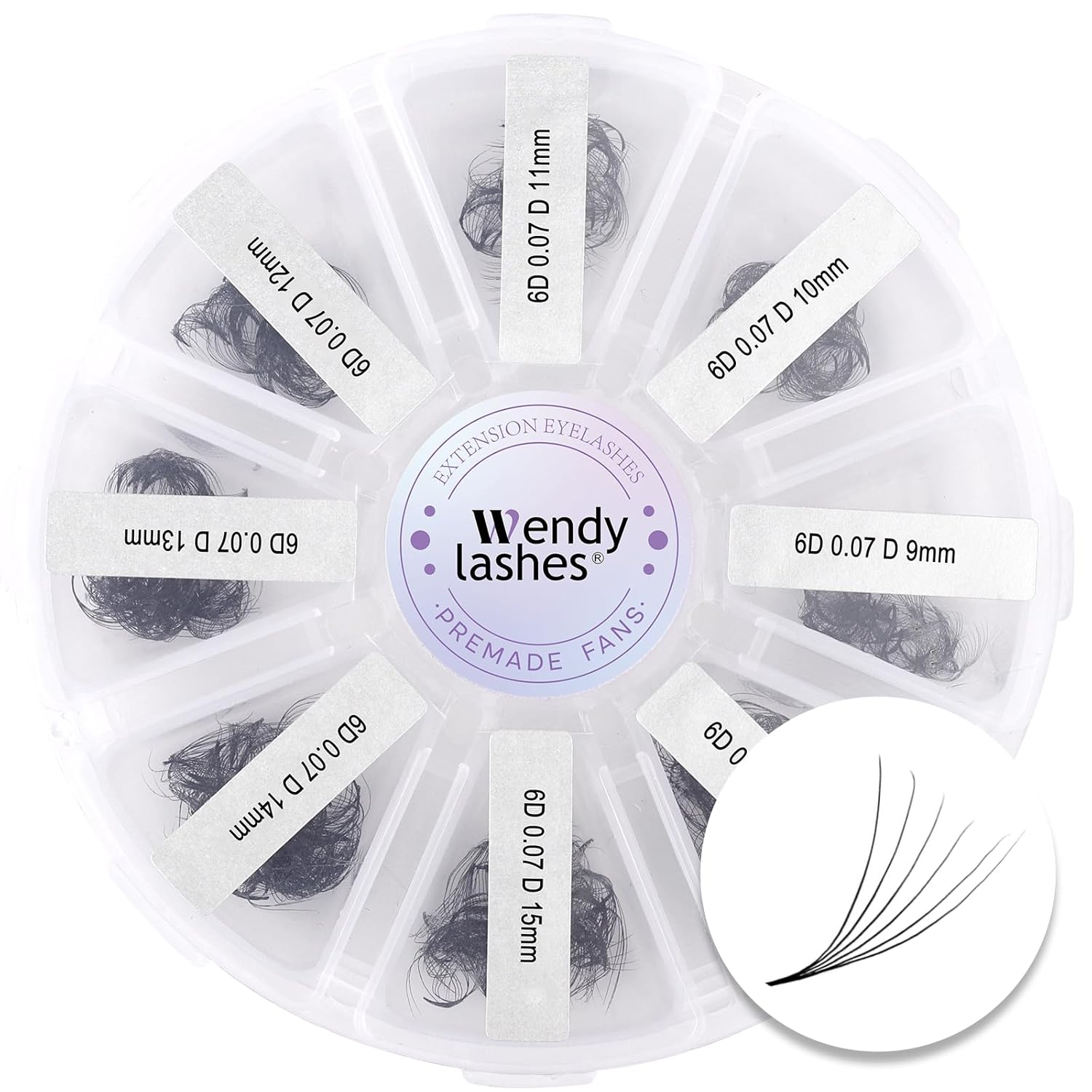 Pre-made Fans for Eyelash Extension 500+6D D Curl Handmade Loose Volume Lashes9-16mm-FemmiqueWomen