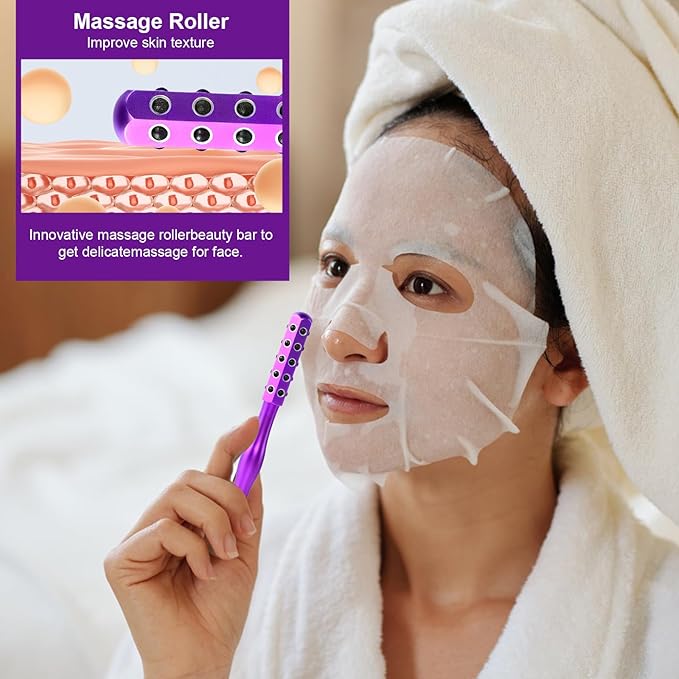 2025 Beauty Roller – Germanium Stone Face Sculpting Tool, Uplift Facial Massaging Beauty Tool, Firming Massage Wand for Skin Tightening, Portable Cooling & Sculpting (Purple)-FemmiqueWomen