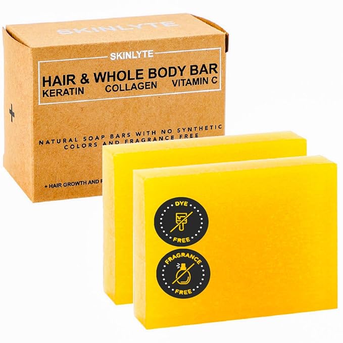 Natural Hair & Whole Body Bar Soap -Hair & Skin Treatment- Keratin & Collagen Peptides | Hair: Promotes Growth, Repair, Strength, Volume | Skin: Anti-Aging, Firm, Elasticity w/Organic Sulfur-FemmiqueWomen