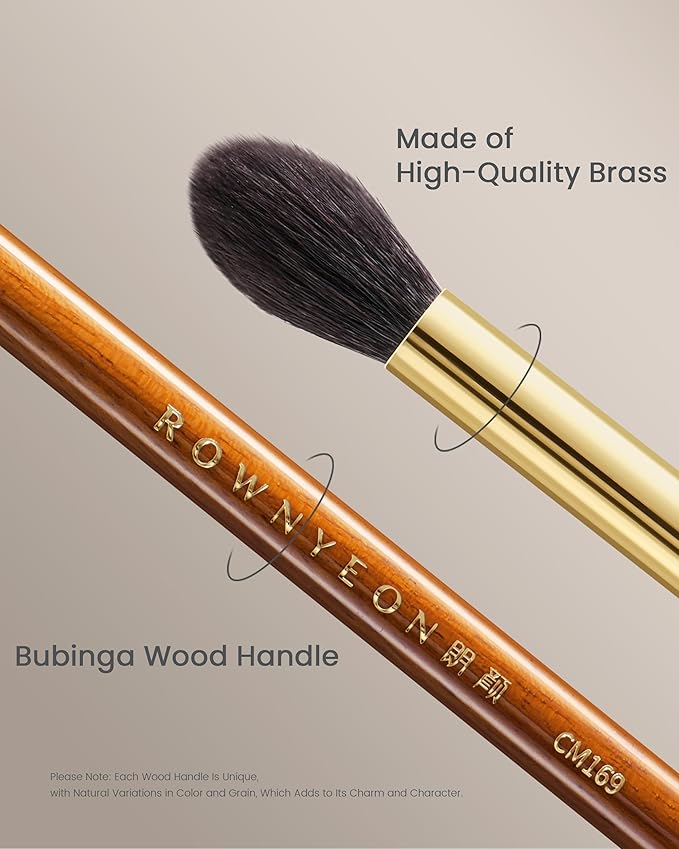 Desert Oak Series Eyeshadow Blending Brush - Dome Goat Hair Bristles for Seamless Crease Work, Premium Bubinga Handle with Gold Brass Ferrule (CM 169)-FemmiqueWomen