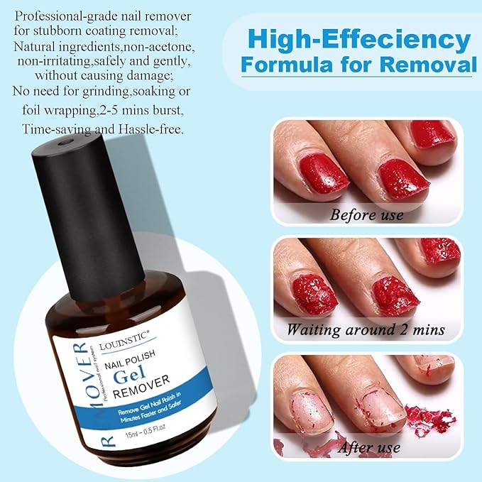 2PCs Gel Nail Polish Remover - 30ML,Fast & Easy, with Roller Cuticle Oil, No Need to Wrap and Soak, Remove Gel Polish in 2-5 Minutes at Home, No Damage to Nails, with Cuticle Pusher Tool,Nail File-FemmiqueWomen