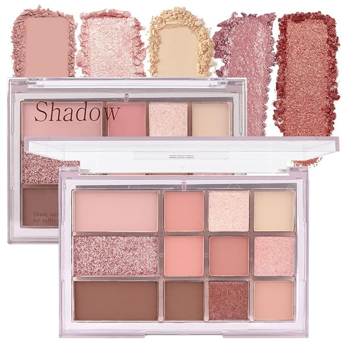 12 Girds Colorful Matte Shimmer Eyeshadow Palette for Eye Makeup,High Pigmented Eye Shadow Primers Powder Palet de sombras de ojos 12-B-FemmiqueWomen