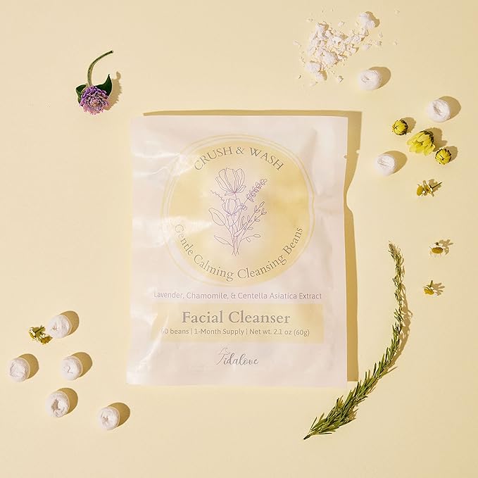 Daily 3 in 1 Facial Cleanser, Exfoliator and Wash-off Mask, Vegan, Cruelty Free, Plastic Free, Travel Friendly, 1 Month Supply Refill (60 Tablets) (Calming)-FemmiqueWomen