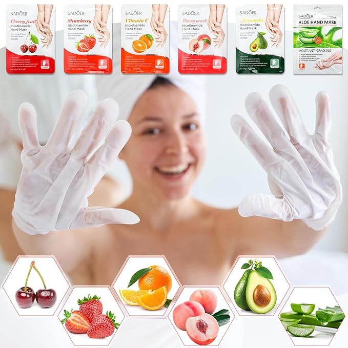 24 Pcs Fruits Beauty Facial Hand Foot Mask Cooling Eye Pads Set Spa Party Night Kit Beauty Skincare Hydrating Skin Cooling Eye Masks for Puffy Eyes Spa Stocking Stuffers Night Summer Party-FemmiqueWomen
