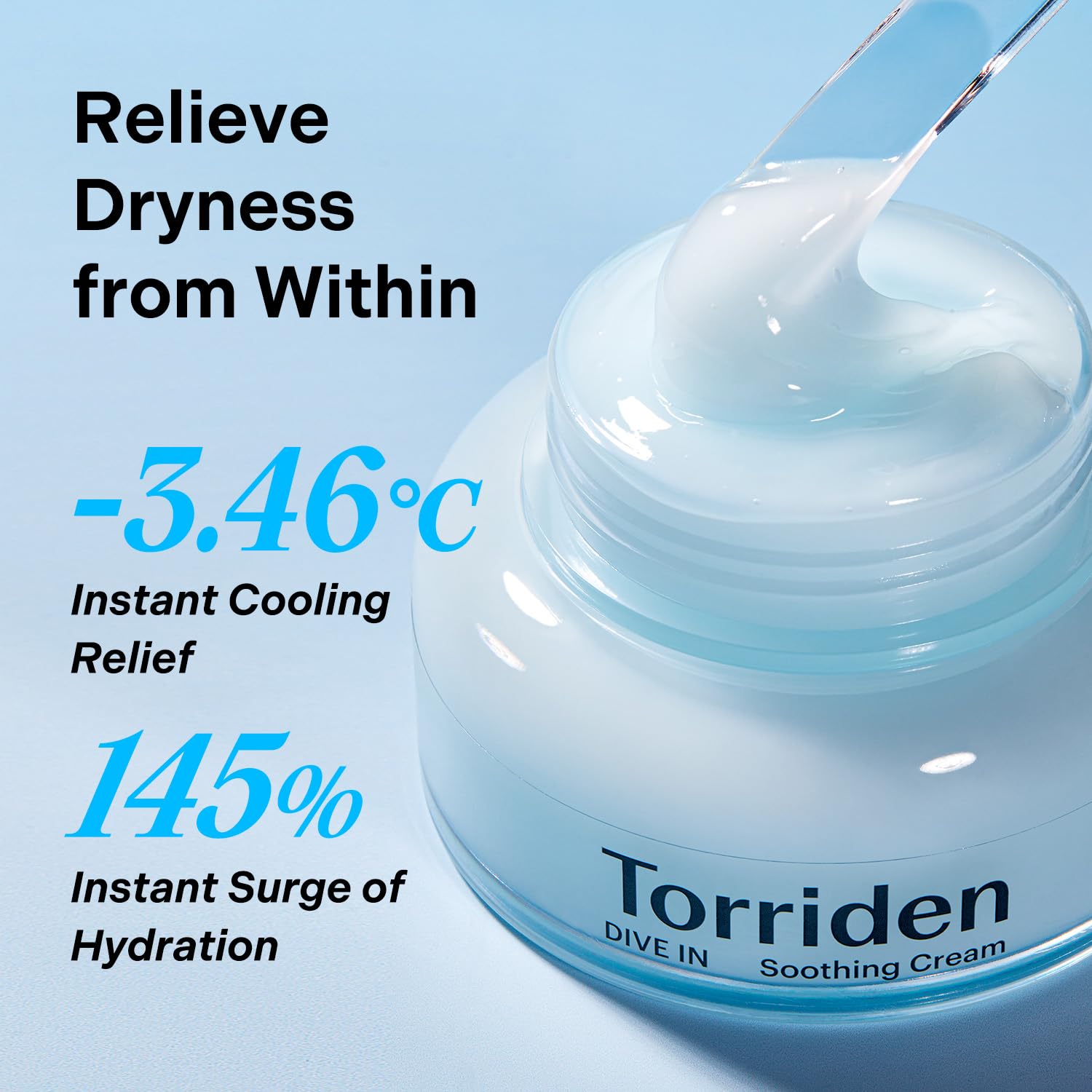Torriden DIVE IN Hyaluronic Acid Soothing Cream 100ml (3.38 fl. oz) | Revitalizing Facial Moisturizer for Sensitive and Dry Skin | Hyaluronic Acid, Panthenol, Allantoin-FemmiqueWomen