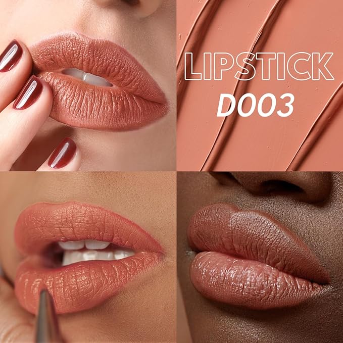 2PCS Marbled Matte Lip Stick Makeup - Velvety Finish | Naked-lip Feel, Full Coverage, D003+D004-FemmiqueWomen