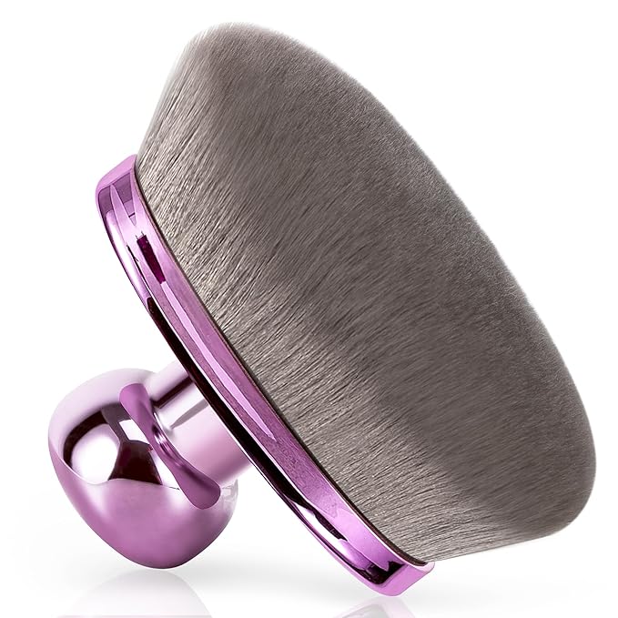 Extra Large Body Makeup Brush For Self Tanner, Leg Makeup &Bronzer Blend,116mm Oval-headed Kabuki Brush Provides More Even &Pretty Application, Sunscreen Face& Back Makeup Brush, Wet&Dry Use- Purple-FemmiqueWomen